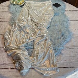 NWT Norma Kamali Diana Mini Dress with Sleeve in Pearl sz XS